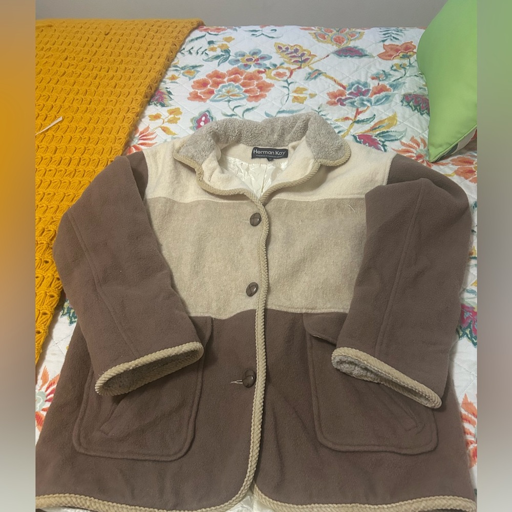 Hermann Kay Women's Cozy Brown and Cream Teddy Jacket